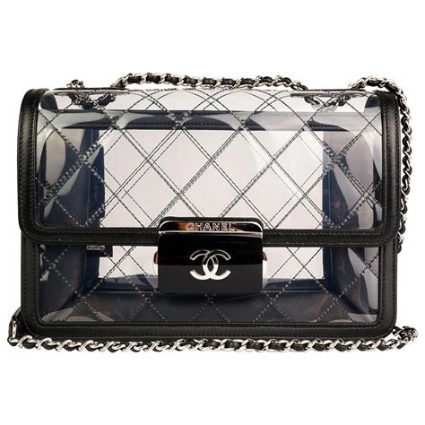 chanel glass transparent bag|chanel denim shopping bags.